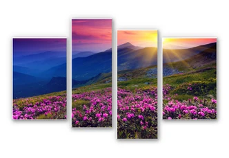 Wanddecoratie Zonsondergang in de Bergen (4-delig) 
