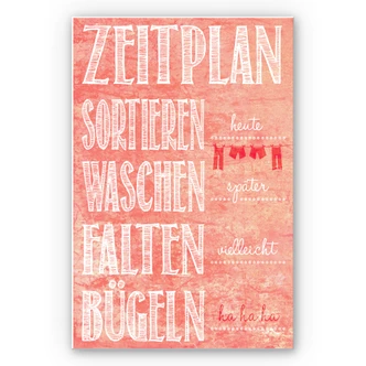 Wandbild Zeitplan - sortieren, waschen, falten, bügeln 