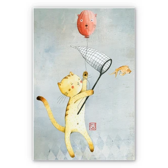 Wandbild Loske - Katze mit Ballon 