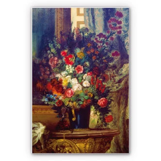 Wandbild Delacroix - Vase mit Blumen auf einer Konsole 