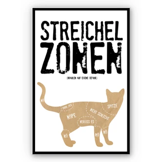 Wandbild Streichelzonen - Katze 
