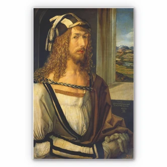 Wandbild Dürer - Selbstbildnis mit Landschaft 
