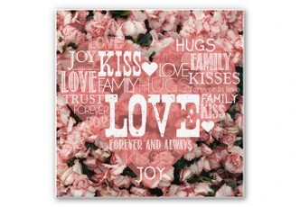 Wandbild Liebesherz im Blumenmeer - quadratisch 