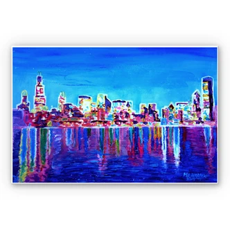 Wandbild Bleichner - Chicago im Neonschimmer 