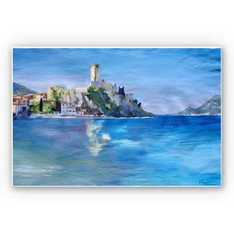 Wandbild Bleichner - Malcesine mit der Castello Scaligero 