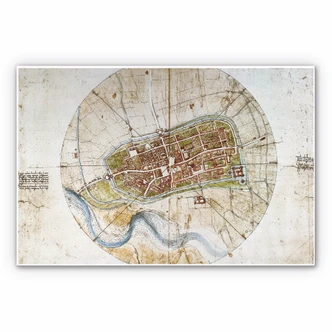 Wandbild Da Vinci - Stadtplan von Imola 
