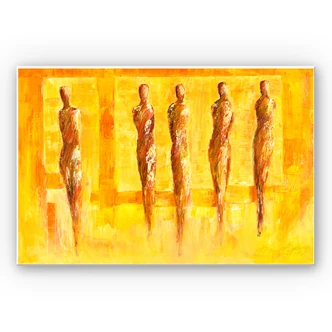 Wandbild Schüßler - Fünf Figuren in Gelb 