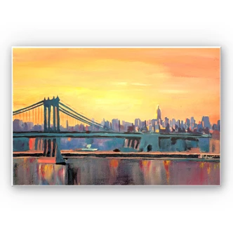 Tableau Forex - Bleichner - Blue Manhattan Skyline with Bridge and Vanilla Sky 