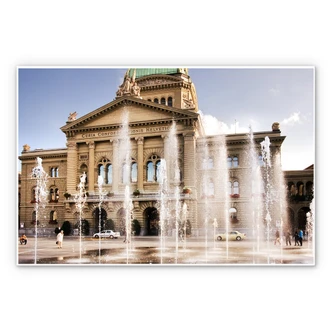 Wandbild Wasserspiel vor Schweizer Parlamentsgebäude 
