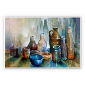 Wandbild Schmucker - Stillleben mit blauer Schale 