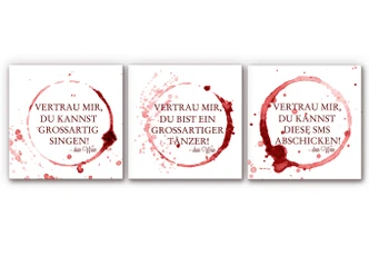 Wandbild Vertrau mir, dein Wein - quadratisch (3-teilig) Wandbild Vertrau mir, dein Wein - quadratisch (3-teilig)