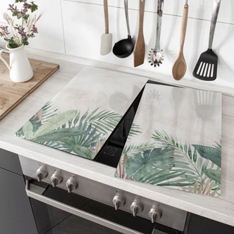 Herdabdeckplatte Dschungel-Blätter Grün Aquarell - Bloomery Decor 
