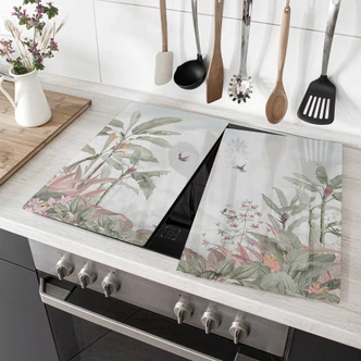 Herdabdeckplatte Tropische Idylle mit Kolibri Blau - Bloomery Decor Herdabdeckplatte Tropische Idylle mit Kolibri Blau - Bloomery Decor