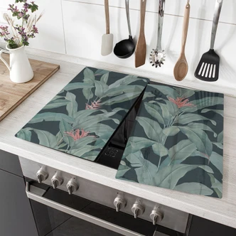 Herdabdeckplatte Urban Jungle Tropenblätter Grün - Bloomery Decor Herdabdeckplatte Urban Jungle Tropenblätter Grün - Bloomery Decor