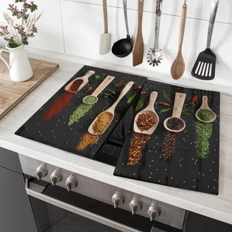 Herdabdeckplatte Kräuter und Gewürze auf Holzlöffel - Dingemans Herdabdeckplatte Kräuter und Gewürze auf Holzlöffel - Dingemans