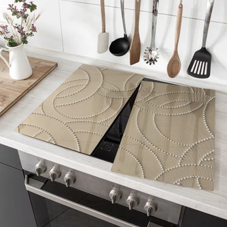 Afdekplaat fornuis Abstracte ringen beige - Grande 