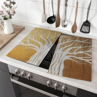 Plaque de cuisson Arbre de vie blanc abstrait - Grande 