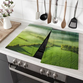 Piastra di copertura della cucina Campi idilliaci nella nebbia - Cantina 