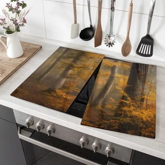 Plaque de recouvrement pour cuisinière Feuilles dorées dans la forêt brumeuse - Maier 