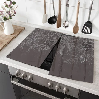 Afdekplaat voor fornuis Elegante wilgentakken in donkergrijs - Ms Tiff 