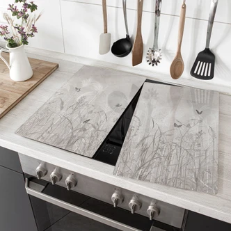 Fornuisafdekplaat wilde bloemenweide met vlinders in Scandinavisch design - Ms Tiff 