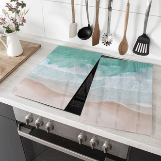 Afdekplaat voor fornuis Zachte golven op het strand - Sisi & Seb 