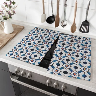 Stove cover plate Geometric Sample with flowers - Treechild 