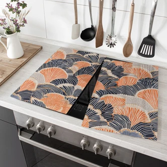 Piastra di copertura del fornello con motivo a conchiglia in arancione-blu - Treechild 