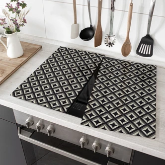 Afdekplaat fornuis zwart-beige ornamenten - Treechild 