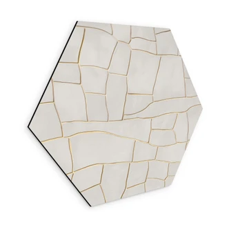 Wanddecoratie Zeshoek Abstract scheurpatroon in beige - Alma - Alu-Dibond Wanddecoratie Zeshoek Abstract scheurpatroon in beige - Alma - Alu-Dibond
