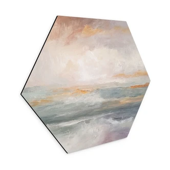 Hexagon Dibond Abstracte golven in het licht van de schemering - Alpenglow Workshop 