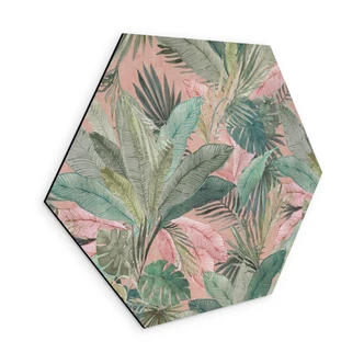 Sekskantet Billede af tropiske blade i junglen - Bloomery Decor - aluminium dibond Sekskantet Billede af tropiske blade i junglen - Bloomery Decor - aluminium dibond