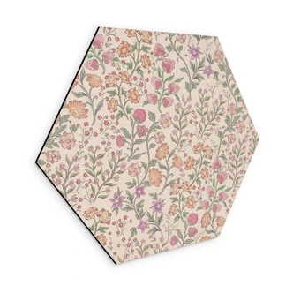 Hexagon Wandbild Wiesenblumen Vintage - Beige - Bloomery Decor - Alu-Dibond Hexagon Wandbild Wiesenblumen Vintage - Beige - Bloomery Decor - Alu-Dibond