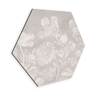 Hexagon Wandbild Wildblumen in Kreide-Optik Beige - Bloomery Decor - Alu-Dibond Hexagon Wandbild Wildblumen in Kreide-Optik Beige - Bloomery Decor - Alu-Dibond