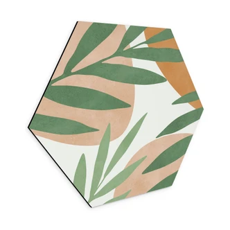 Wanddecoratie Abstracte takken in tropische look - Costa - Alu-Dibond 