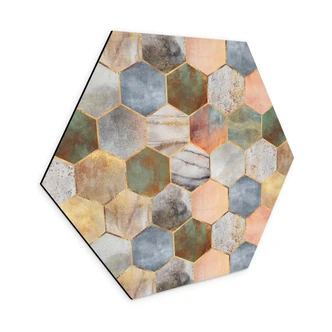 Hexagon Wandbild Fredriksson - Marmor & Perlmutt - Alu-Dibond 