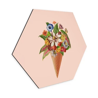 Hexagon Dibond Frida Floral Studio - Ice Cone with Flowers 