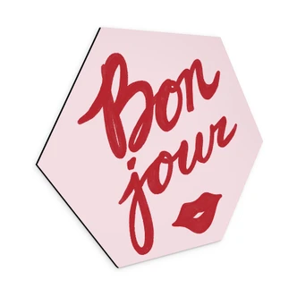 Hexagon Wandbild Bonjour mit Kussmund - Fritsch - Alu-Dibond Hexagon Wandbild Bonjour mit Kussmund - Fritsch - Alu-Dibond