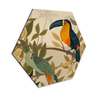 Hexagon Dibond Goed Blauw - Vogels in een Paradijs 