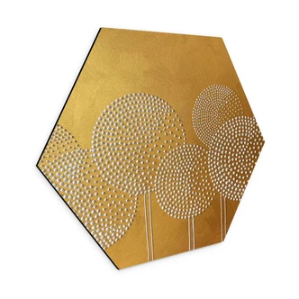 Hexagon Dibond Witte parelbloemen - Grande 