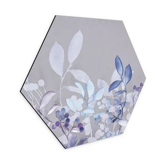 Hexagon Dibond Blauwe aquarelplanten - Haase 