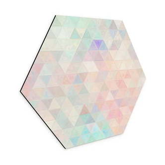 Hexagon Wandbild Bunte Mosaik-Dreiecke - Jaszke - Alu-Dibond Hexagon Wandbild Bunte Mosaik-Dreiecke - Jaszke - Alu-Dibond