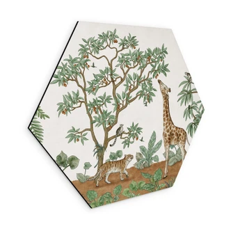 Zeshoek Wanddecoratie verborgen voorwerp jungle dieren - Kikki Belle - aluminium dibond Zeshoek Wanddecoratie verborgen voorwerp jungle dieren - Kikki Belle - aluminium dibond