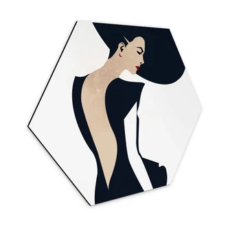 Hexagon Dibond Kubistika - Lady in Black 