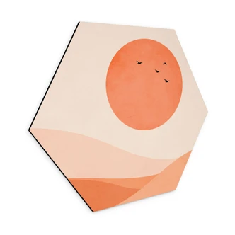 Hexagon Dibond Harmonisk landskab orange - Kubistika Hexagon Dibond Harmonisk landskab orange - Kubistika