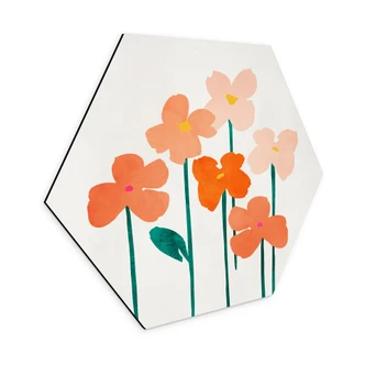 Hexagon Dibond Små blomster i ferskenfarver - Kubistika Hexagon Dibond Små blomster i ferskenfarver - Kubistika