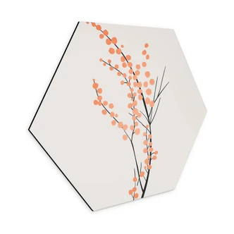 Hexagon Dibond Ferskenfarvede kirsebærblomster - Kubistika Hexagon Dibond Ferskenfarvede kirsebærblomster - Kubistika