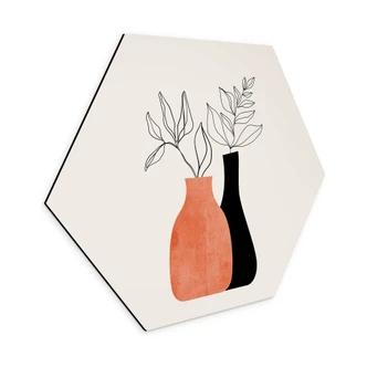 Hexagon Dibond Vaser i sort og orange - Kubistika Hexagon Dibond Vaser i sort og orange - Kubistika