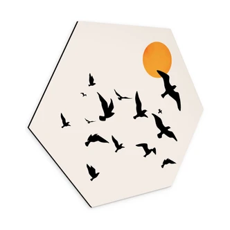 Hexagon Dibond Trækfugle på vej sydpå - Kubistika Hexagon Dibond Trækfugle på vej sydpå - Kubistika