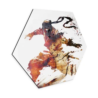 Hexagon Wandbild Fliegender Ninja - Kulik - Alu-Dibond Hexagon Wandbild Fliegender Ninja - Kulik - Alu-Dibond